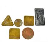 A group of six German military tokens, the largest 6.5 x 3.5cm.Additional InformationIt is