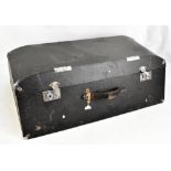 A 1950s Rexine covered angled motoring trunk, width 79.5cm.