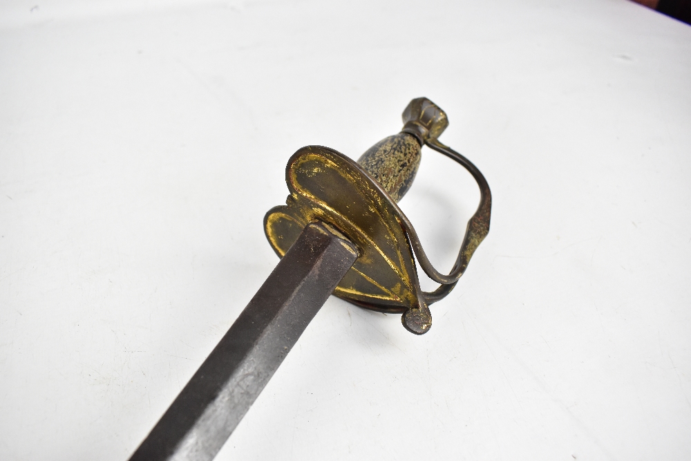 A 19th century court sword with simple wooden grip, heart shaped guard and floral engraved pierced - Image 4 of 4