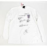 ENGLAND TOP GOAL SCORERS; an Admiral retro-style England home shirt with printed badge, signed by