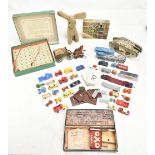 A mixed group of toys and games including Marx tinplate clockwork tank (af), loose playworn Matchbox