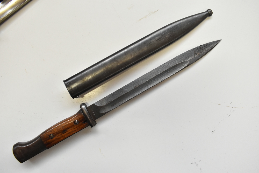 F. HERDER; a WWI period Walter & Co bayonet and scabbard, length 40.5cm, two further bayonets and - Image 7 of 9