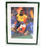 PELE (EDSON ARANTES DO NASCIMENTO); a signed limited edition coloured print, further signed