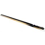 A one-piece billiard cue, 16oz, inscribed 'Horace Lindrum, Champion cue' and retailed by Raper &