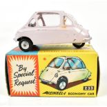 CORGI; a boxed 233 Heinkel Economy Car in lilac with red interior.Additional InformationSome paint