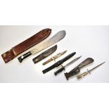 A group of knives and bayonets including a British L1 A3 9600257 D62 example with blackened