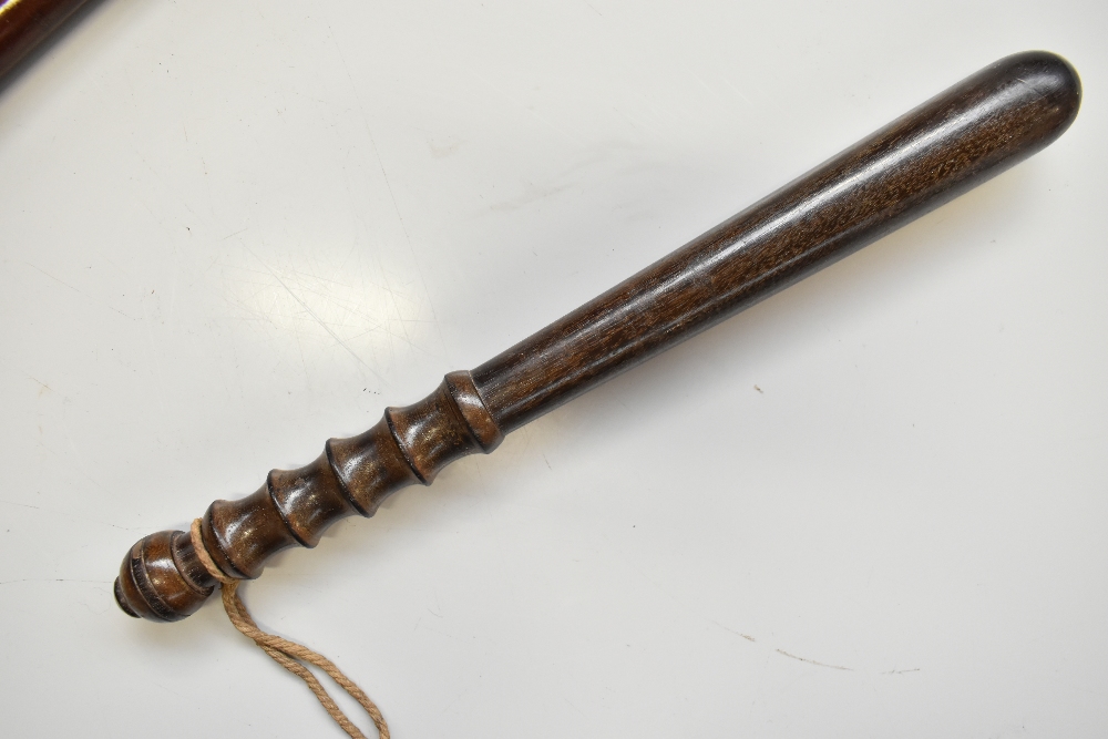A mid-20th century Police Inspector's dress stick, length 82cm, and two truncheons (3).Additional - Image 2 of 4