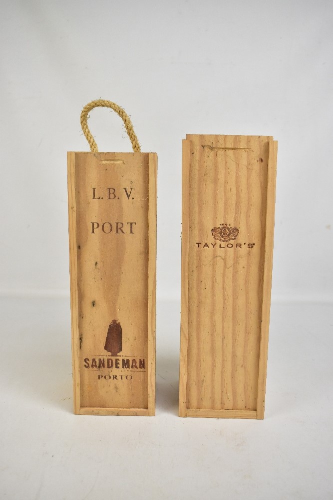 PORT; a 1989 Sandeman LBV, bottled in 1995, and a Taylor's Reserve Port, both fitted in wooden - Image 3 of 3