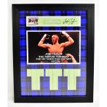 JOSH 'THE TARTAN TORNADO' TAYLOR; an autographed hand wrap in a framed montage featuring a central