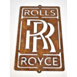 An alloy sign with pierced Rolls Royce logo, unmarked, 48 x 29cm.Additional InformationSurface