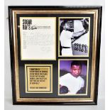 SUGAR RAY ROBINSON; a rare framed montage including a letter inscribed 'Dear Rabbi, I hope this find
