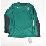 GIANLUIGI BUFFON; a signed 2008 Italy Puma green long sleeved goalkeeper's shirt, size S.