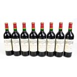 FRANCE; eight bottles of Château Calon-Segur Gran Cru Classe Saint-Estephe 1996 red wine, 12.5% 75cl