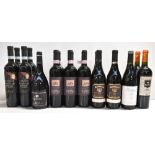 ITALY; seventeen bottles of red wine including Baiocchi Montefalco Sagrantino 2007, one Barbaresco