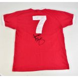 SIR KENNY DALGLISH; a Score Draw Official Retro Liverpool FC 1970s-style home shirt, signed to