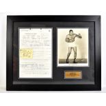 ARCHIE MOORE; an original handwritten application by the former Light Heavyweight World Champion