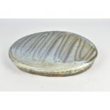 ANNE METTE HJORTSHOJ (born 1973); an oval stoneware platter with porcelain slip, celadon glaze and