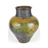 TERRY CROOK; a raku vase, incised signature, height 28.5cm. Crook is based in North Boulder,