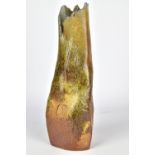 ERICH BROENNIMANN; a triangular wood fired stoneware vase, impressed mark, height 27.5cm. Additional