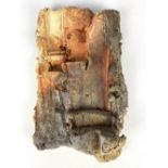 ANDREW BAER; a wood fired stoneware wall plaque in high relief, 35 x 21.5cm.  Baer is based at the