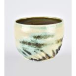 MAY CHEE; a part fluted stoneware bowl, incised signature, diameter 11cm. Chee is based in Hawaii.