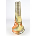 KENYON HANSEN; a soda fired stoneware twin handled bottle with extended neck, height 32cm.  Based in