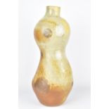 LORI ALLEN; a tall wood fired stoneware bottle, 'Gourd 2', surface pattern with circle decoration,