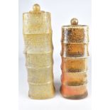 KENYON HANSEN; two lugged square salt glazed jars and covers, tallest 33.5cm.Additional