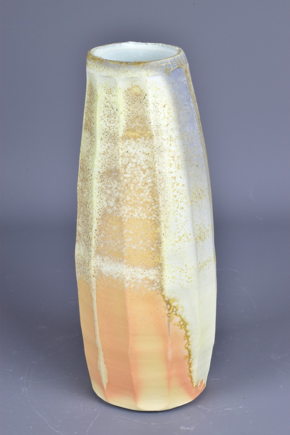 SUSANNE LUKACS-RINGEL (born 1963); a faceted wood fired porcelain vase, impressed SL mark, height