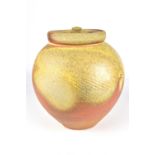 TONY GEBAUER; a wood fired stoneware jar and cover, impressed TG mark, height 24.5cm. Additional