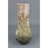 RACHEL WOOD (born 1962): a stoneware teardrop vessel covered in layered slips and glaze, incised W
