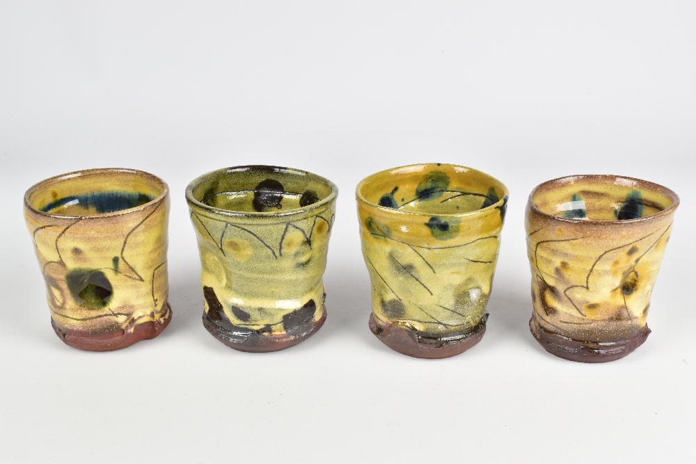 JEAN-NICOLAS GERARD (born 1954); a group of eight small slipware beakers with sgraffito and finger - Image 2 of 8