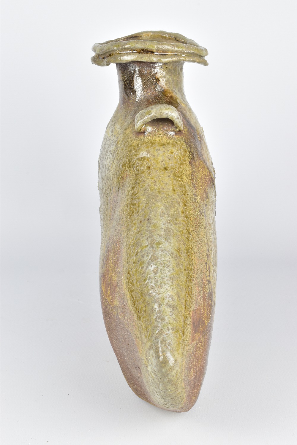 CLAYTON AMEMIYA; a large lugged wood fired stoneware bottle, incised CA mark and dated 1992, - Image 2 of 7