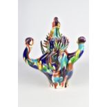 SHABANALI GHORBANI (born 1976); a white earthenware sculpture, 'Desert Flower', with polychrome