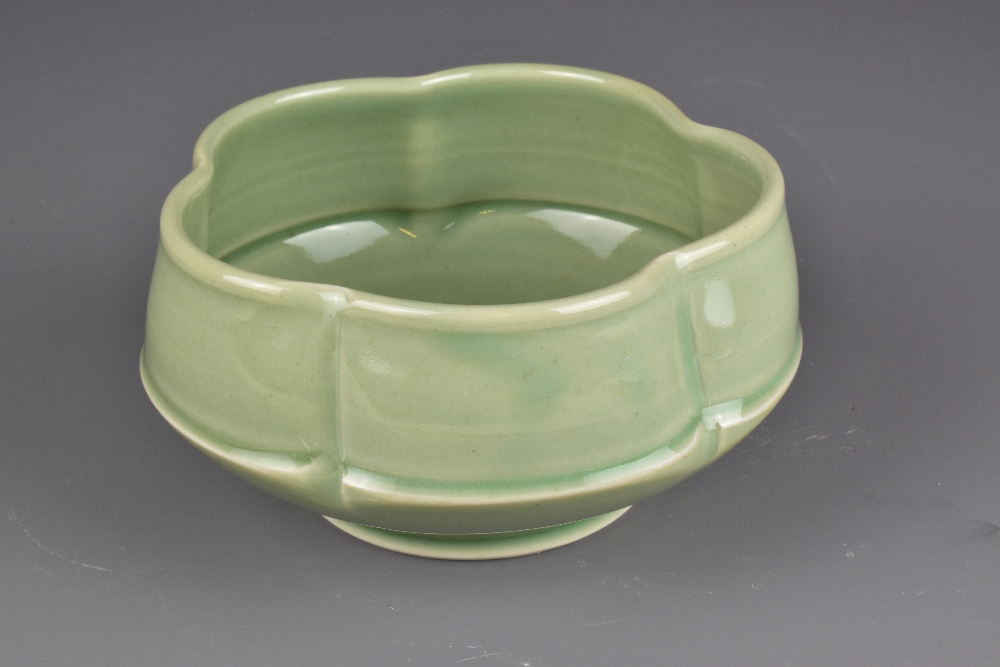 BARBARA HOFFMAN; a faceted porcelain bowl, 'Furuta', covered in celadon glaze, incised signature, - Image 2 of 6