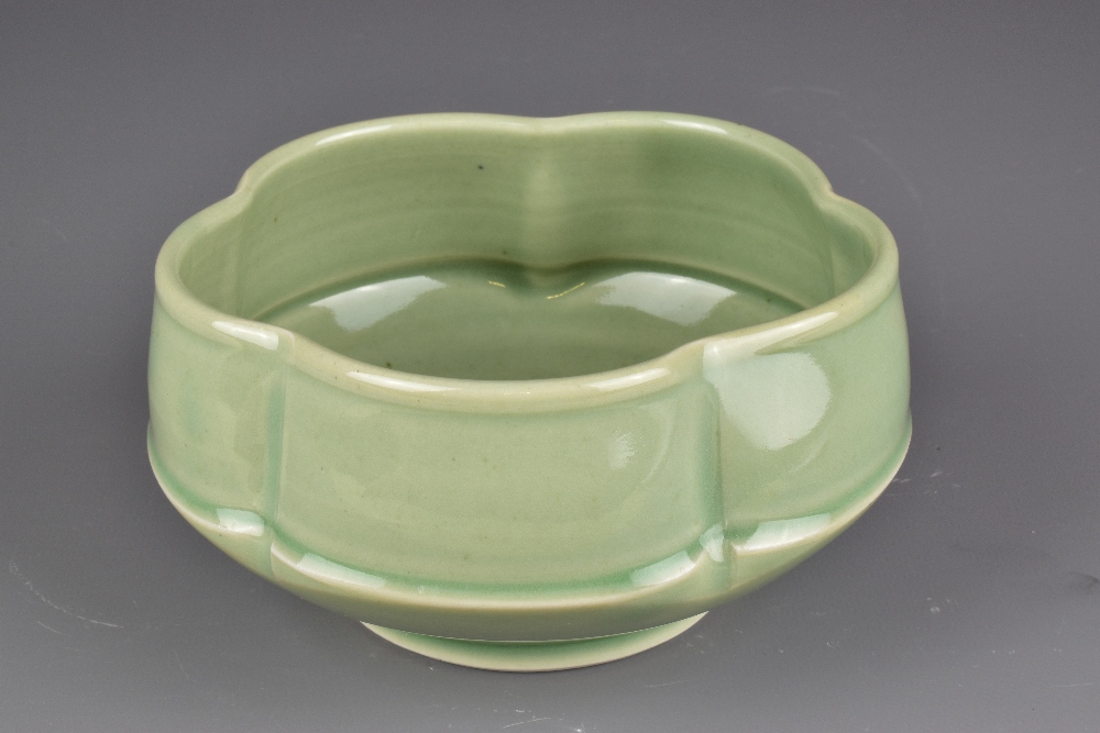 BARBARA HOFFMAN; a faceted porcelain bowl, 'Furuta', covered in celadon glaze, incised signature, - Image 3 of 6