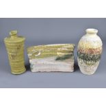 RACHEL WOOD (born 1962): a stoneware bottle covered in vanadium slip and barium glaze, a matching