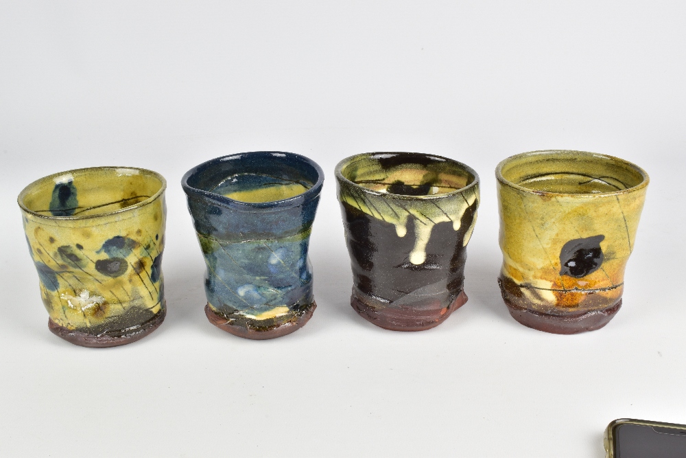 JEAN-NICOLAS GERARD (born 1954); a group of eight small slipware beakers with sgraffito and finger - Image 4 of 8