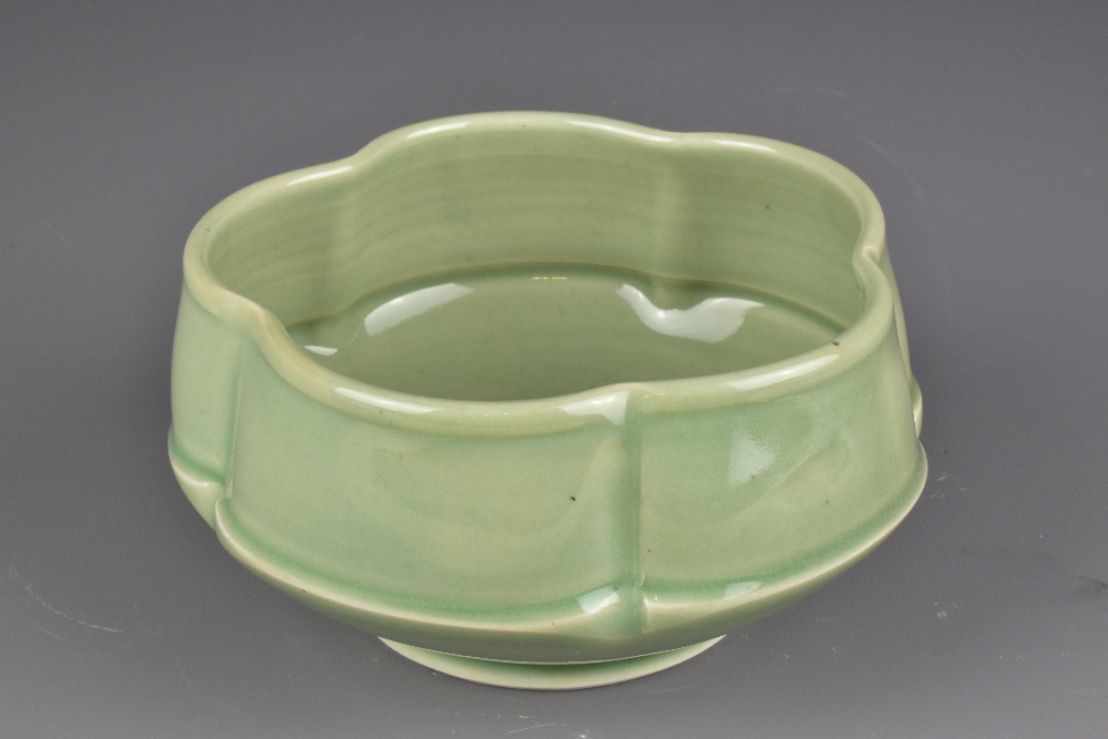 BARBARA HOFFMAN; a faceted porcelain bowl, 'Furuta', covered in celadon glaze, incised signature, - Image 4 of 6