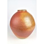 HANNE WESTERGAARD (born 1940); a globular wood fired stoneware jar, painted HW mark, height 30.