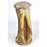SAM HOFFMAN; an altered vapour and wood fired stoneware vase covered in crackle glaze, impressed