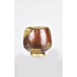 TROY BUNGART; a wood fired stoneware whisky cup with shino glaze, impressed mark, height 8.5cm.