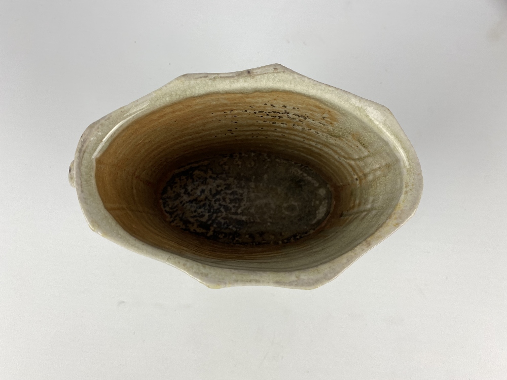 DAN ANDERSON (born 1945); an oval faceted lugged wood fired stoneware vase and a square lugged bowl, - Image 5 of 10