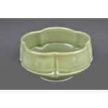 BARBARA HOFFMAN; a faceted porcelain bowl, 'Furuta', covered in celadon glaze, incised signature,