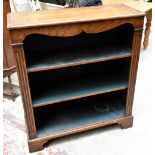 A reproduction oak freestanding bookcase with two adjustable shelves, height 104cm, width 91cm,
