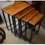 A quartet of mahogany veneered occasional tables with beaded detail, the largest 64 x 53.5 x 36cm.