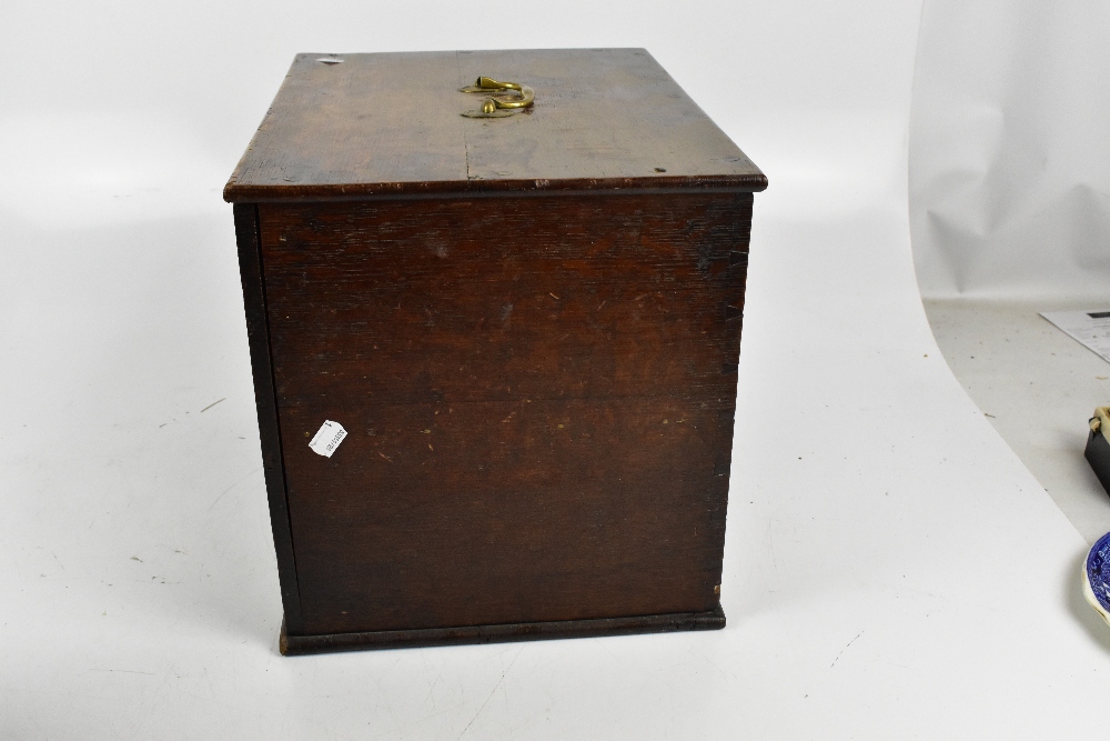 A 19th century oak box with fall-front and brass swan neck handle, height 33cm.Additional - Image 4 of 4