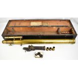 DANCER OF MANCHESTER; a late 19th century brass two-drawer telescope, length 112cm, fitted in