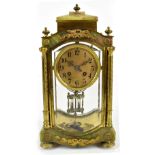 SAMUEL MARTI; a late 19th century French eight day brass and onyx mantle clock, the circular dial