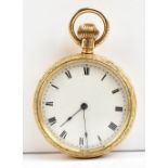 WALTHAM; a gold plated lady's open face crown wind pocket watch, the circular dial set Roman